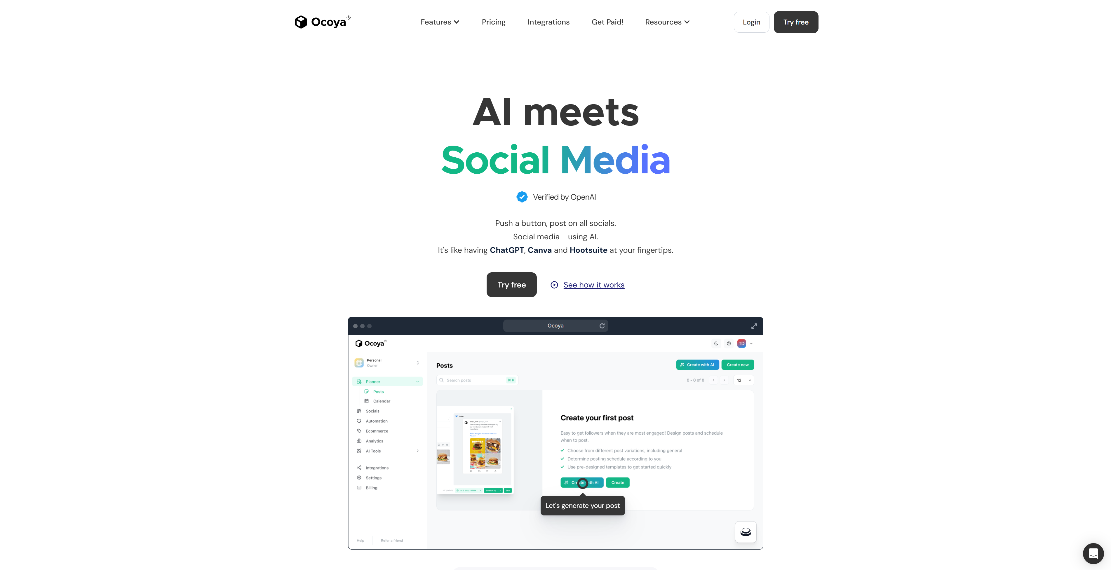 Ocoya: AI Social Media Scheduler & Content Generator - AItrendytools